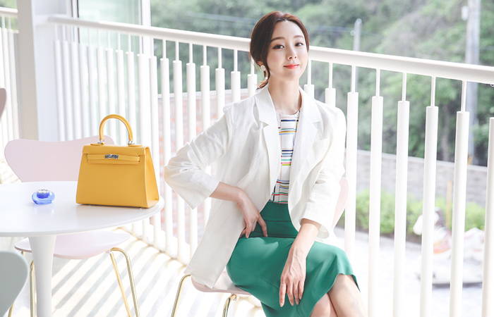 ナチュラル リネン テーラード ローブ ジャケット