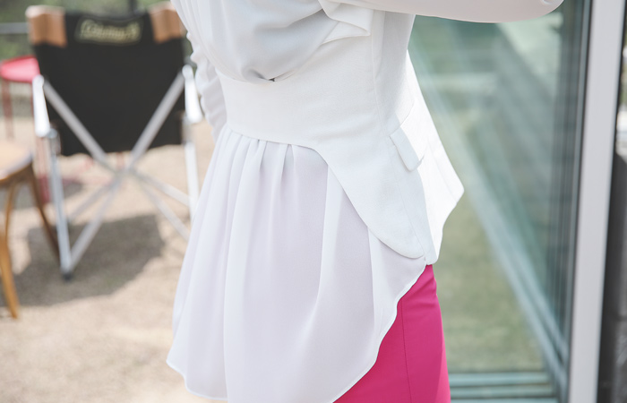 リネン リンネンファブリック シースルー バックシャーリング ジャケット