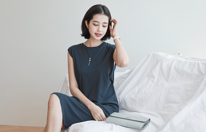 ウォッシングコットンドレープドレス