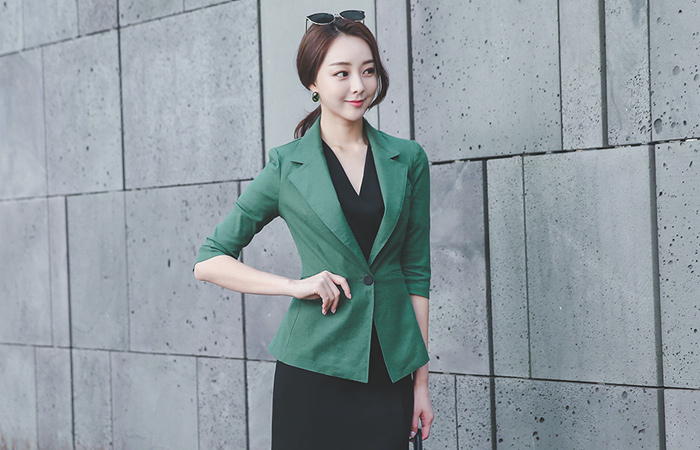 スリムリネンスパンシングルジャケット