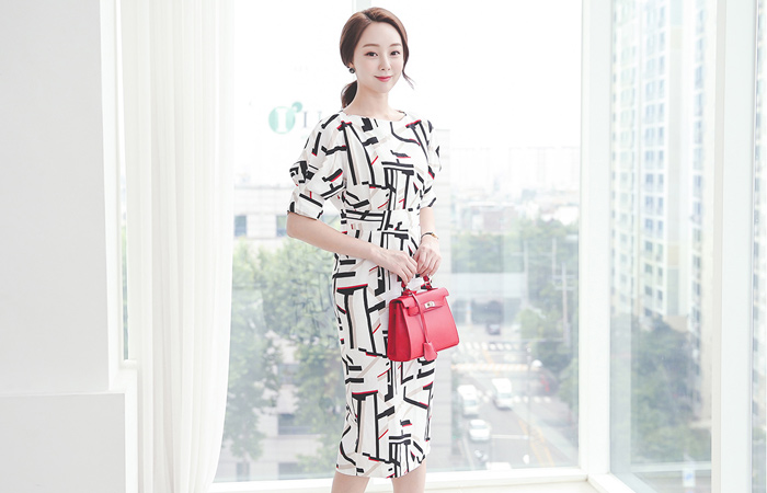 カラースティックミディリネンドレス