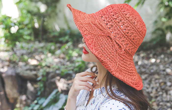 ロマンチック リボン飾りサマーハット