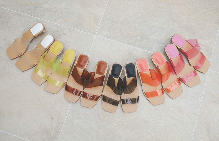 ツーストラップ ネオン サマー サークル スリッパヒール