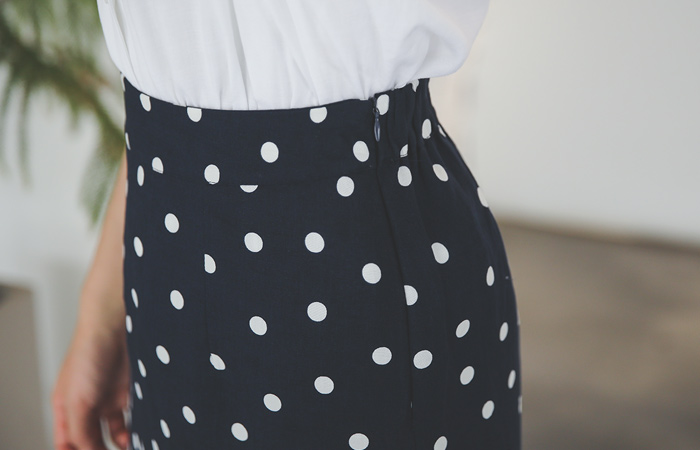 レトロ トット 後面バンド リネン ミディスカート