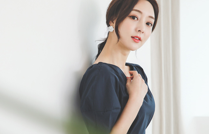 ロマンチック ハートネック パフ袖 コットン ブラウス