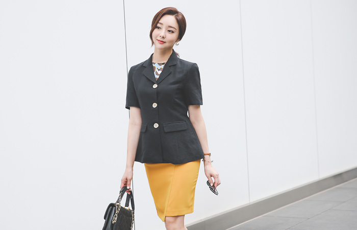 ウッド トリプルボタン リネンジャケット