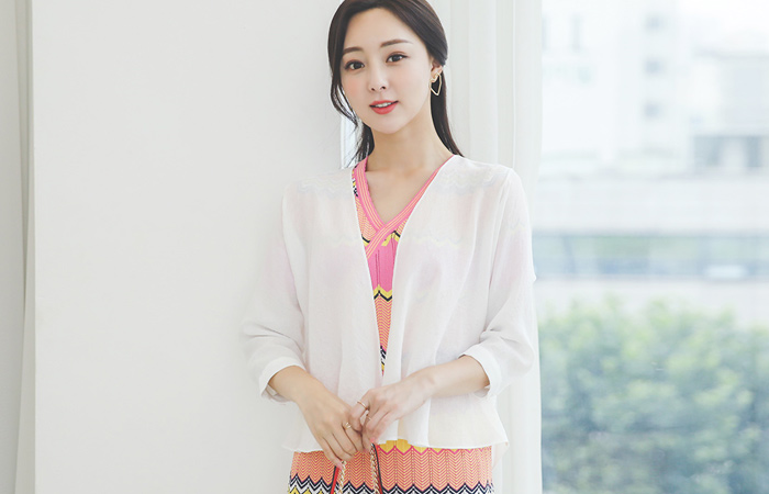 こうめん シースルー フレア オープン カーディガン