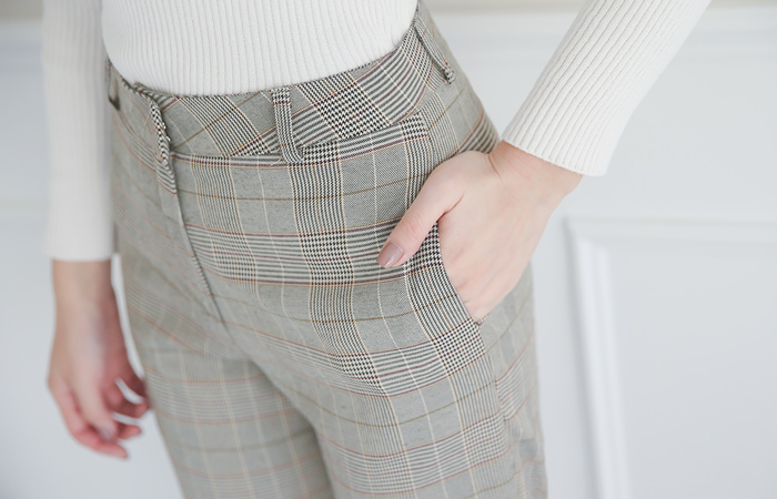 スプリングチェックワイドスレックスパンツ