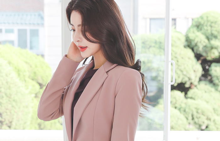 モダン テーラード ワンボタン スリム ロングジャケット(fall)