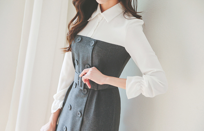 チャーミング小売ストリング配色ドレス