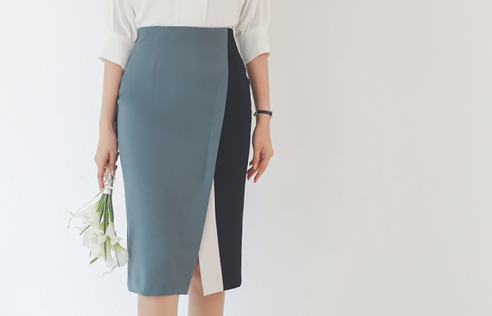 モダン 配色 切開 スカート