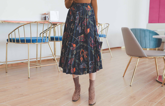 アンティーク パタン プリーツ ロングスカート