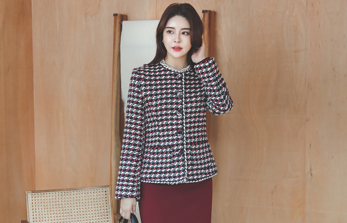 シグネチャー カラー ブレード ツイード ジャケット