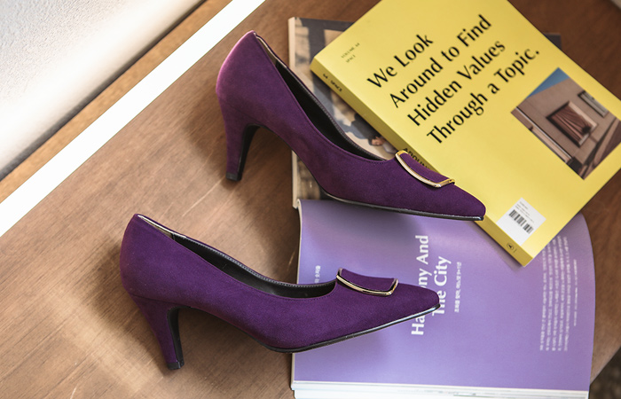 ウインター スエード ゴールドリング スティレットヒール