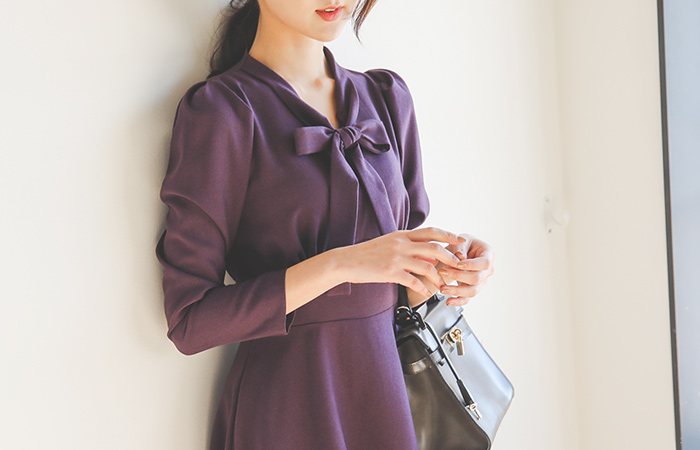 アムールリボンタイフレアドレス