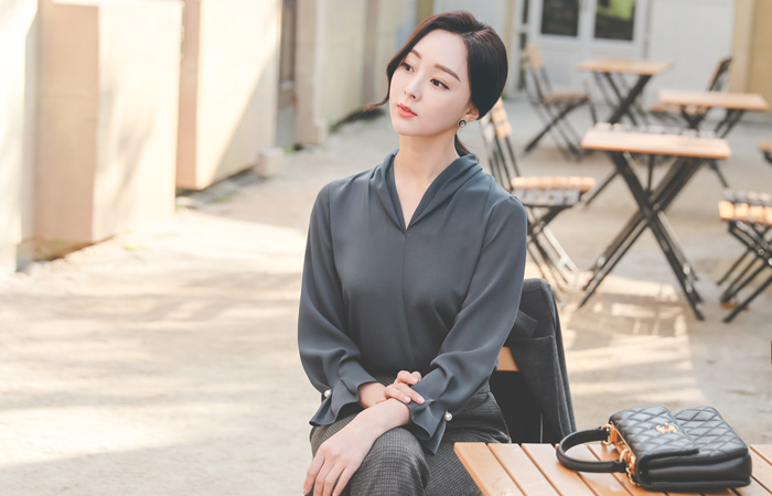 シャーリング ショールカラー ピンタック 真珠 ブラウス