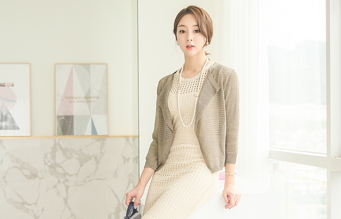 ルーズパンチングショールカーディガン