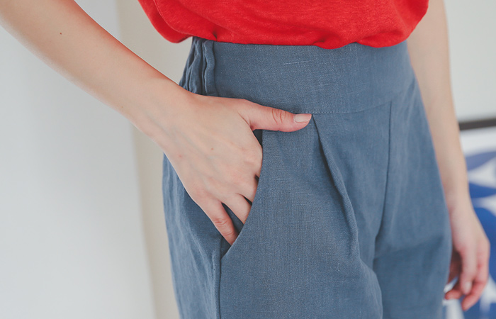 カラフルリネンバンディングショートパンツ