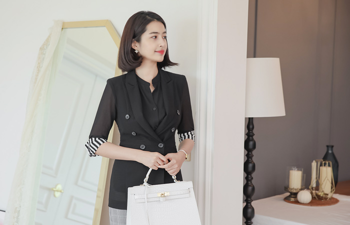 ストライプ配色シーツルーダブルジャケット