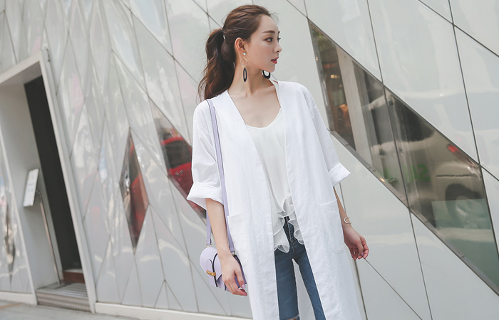 シンプルリネングローブマキシジャケット