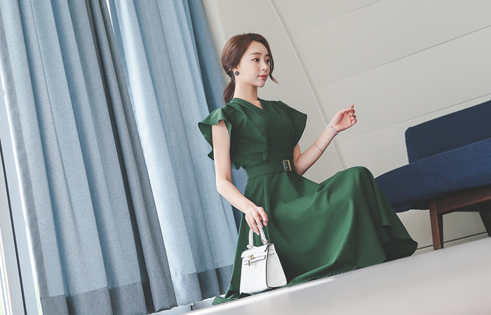 プラハ翼小売ベルトロングワンピース