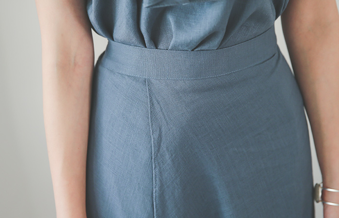 ブリングアンバランスチューリップラップリネンスカート