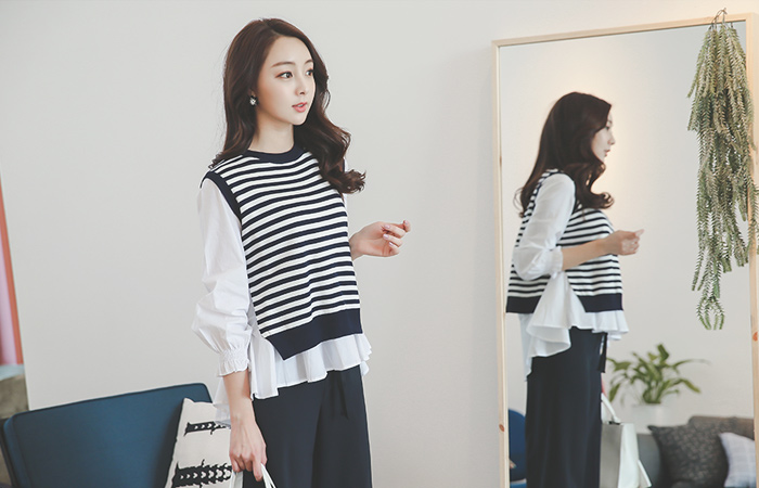 スモッキング ブラウス&ニットベスト SET