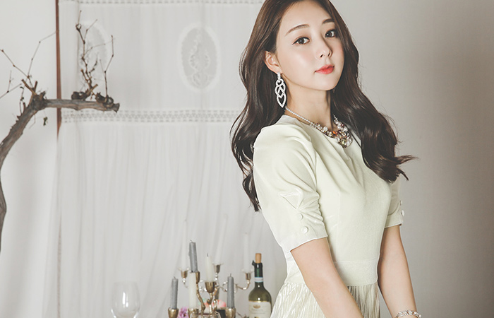 ベルベットプリッツカンカンロングドレス