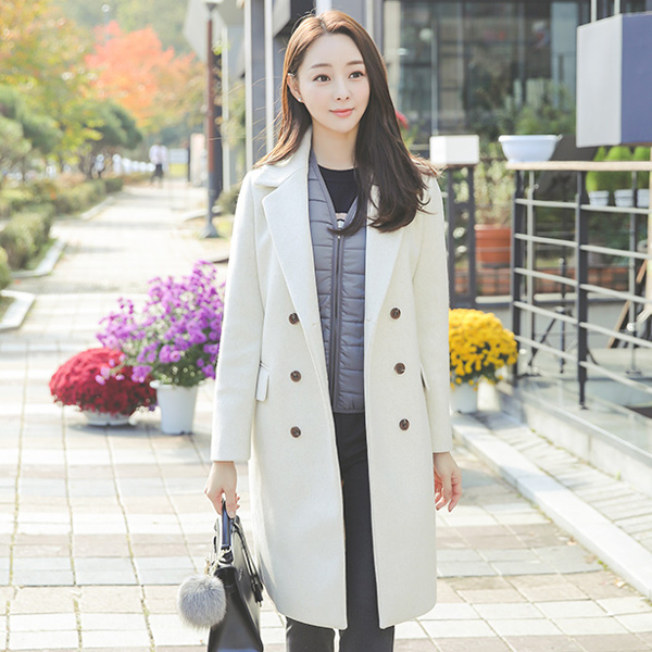 ボカシカシミアダブルウールコート