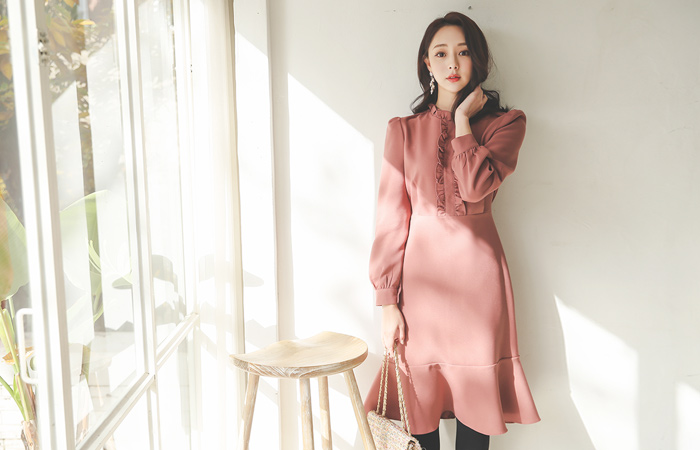 ロマンチック プリルネック Aライン ワンピース