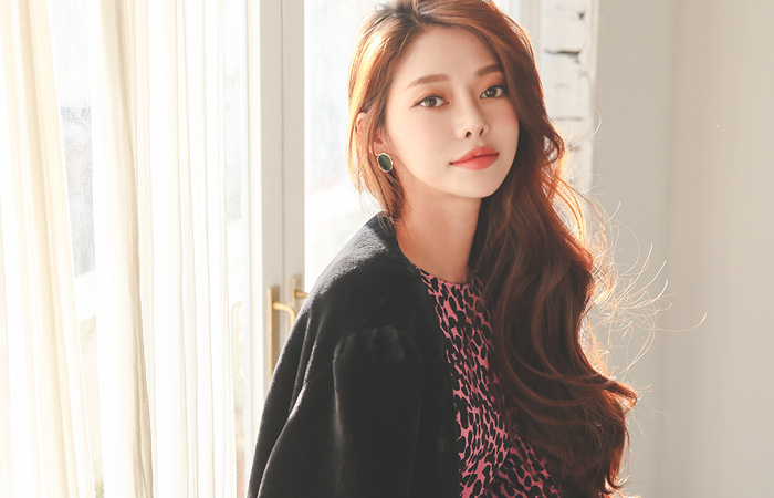 シャーリング パフショルダー ベルティード ハーフ ファーコート