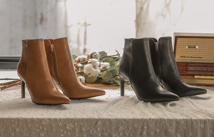 ステッチ スリット ハイライン アンクルブーツ