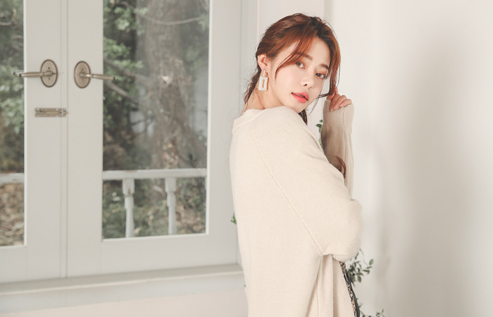 ソフト ウール混紡 シームポケット ロングカーディガン