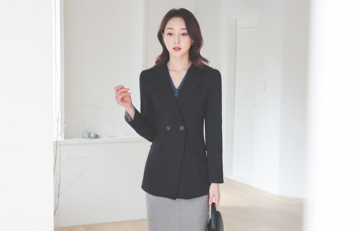 チェック 袖 配色 ダブルボタン ジャケット