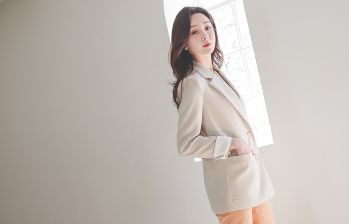 シングル テーラード パッチポケット 袖配色 ジャケット