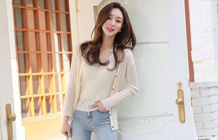 ボカシ サマー コール天 袖なし&カーディガン SET