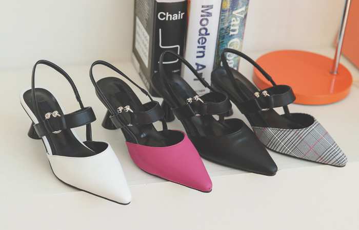 Silver Tip ポイント 蹄 スリングバック ヒール