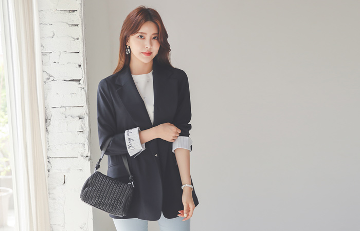 レタリング ストライプ 配色 ライト ジャケット