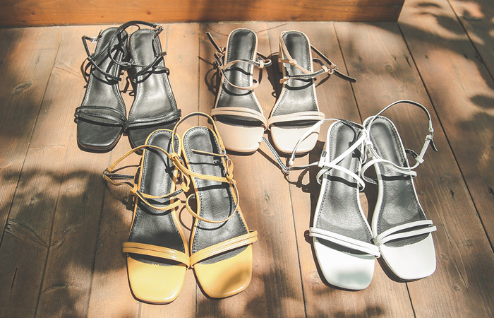 サマー スリム ツーウエー サンダル ブロックヒール