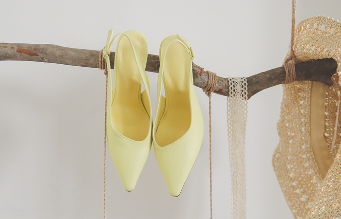 [モデル着用40次]アンバランス シェイプ 春季 スリングバック ヒール