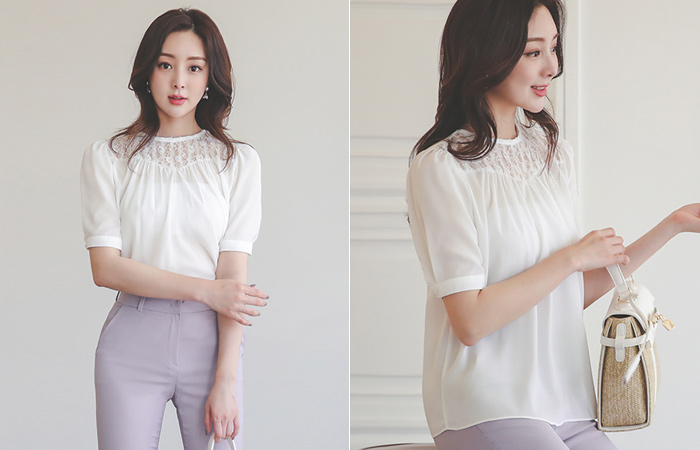 レイス シースルー シャーリング ブラウス