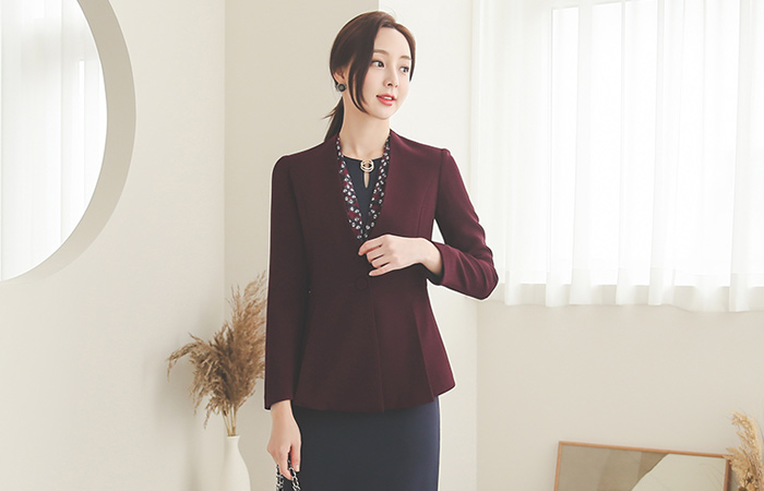 アンティーク スカーフ トリミング ノーカラー ペプラム ジャケット