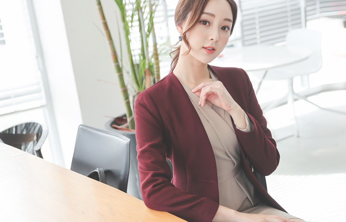 Silver Tip トリミング ボタン スリム ノーカラー ジャケット