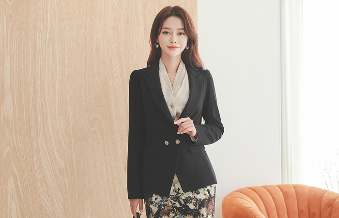 アンデイーグ ゴールドボタン ウール ボカシ ジャケット