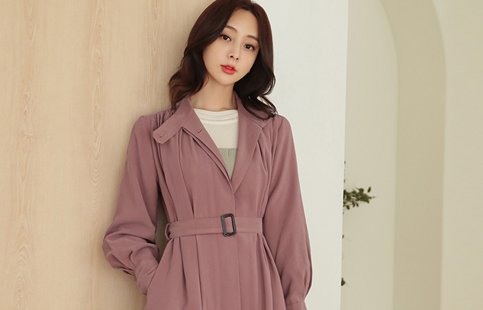 ヘンリーネック シャーリング ソフト トレンチ コート