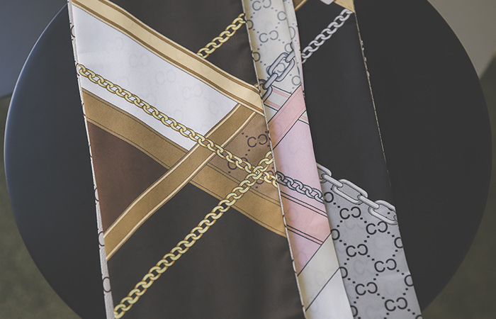 リボン チェーン 両面 ミニ スカーフ