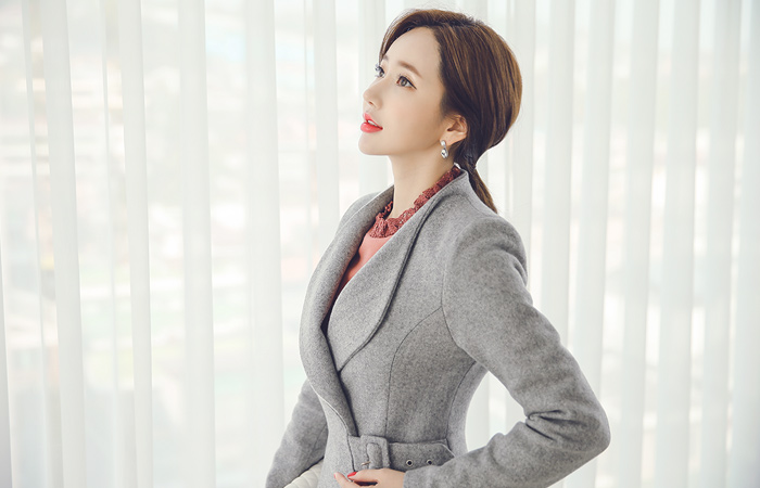 ビジョベルト配色カラーフレアウールコート