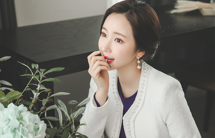 ボールド真珠ボレロツイードジャケット