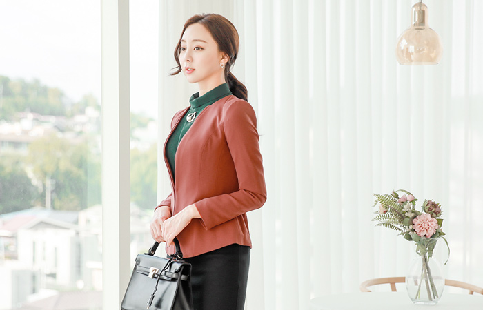 スクエアダブルカラー無しジャケット