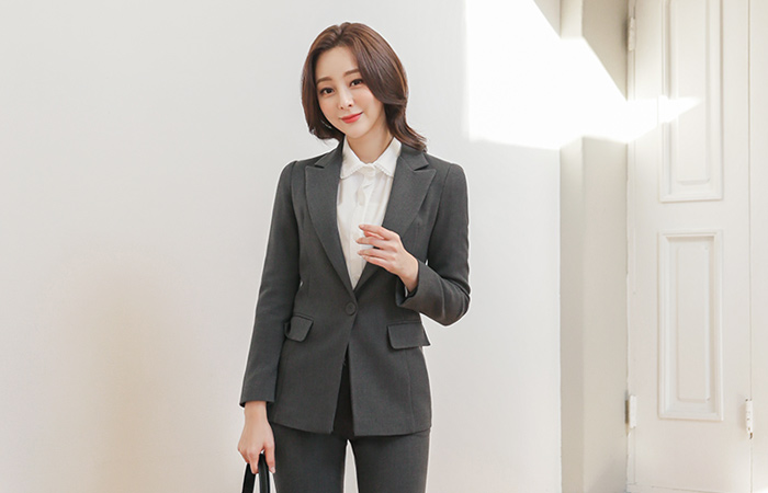 ミニマル ピークトカラー 弾力 ワンボタン ジャケット